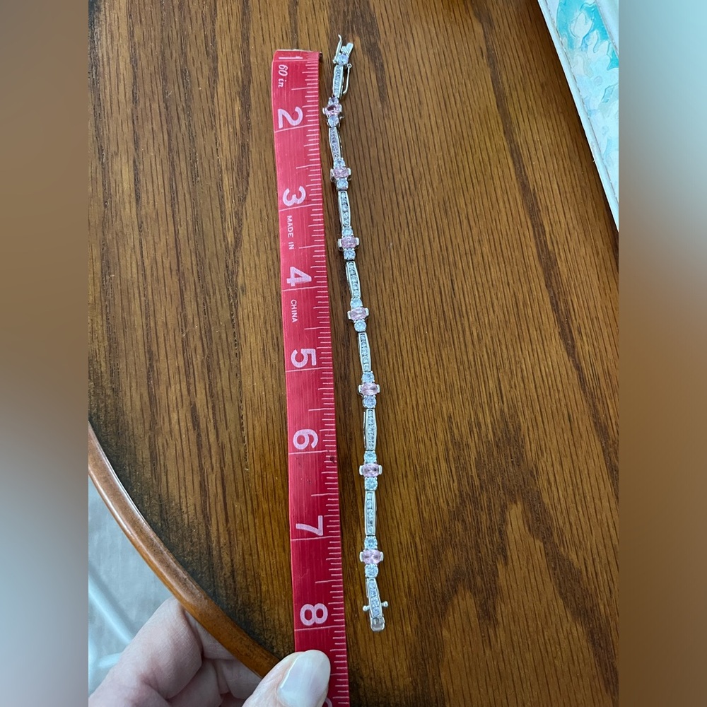 Women’s pink and white CZ bracelet - Picture 2 of 5